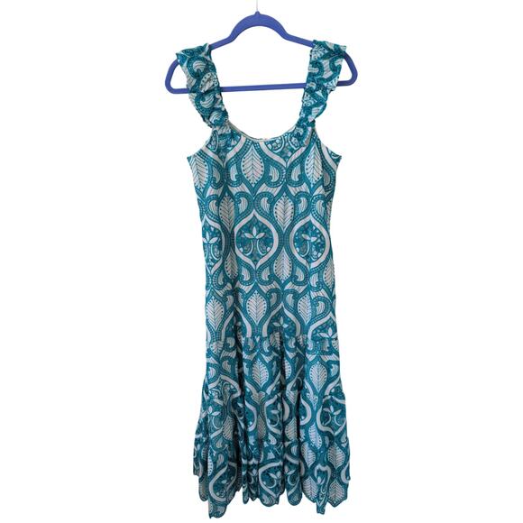 BTLF Embroidered Flutter Strap Midi Dress size S - Picture 3 of 6